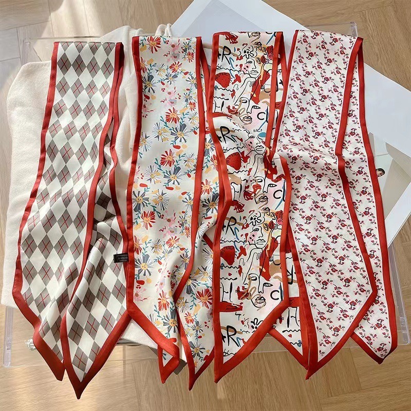 Women Fashion Red Floral Scarf - Useful Tech Accessories ulasan dan harga